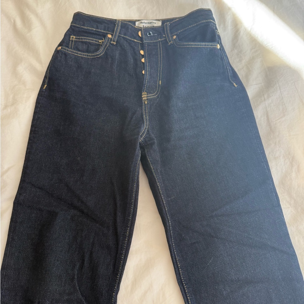 Reformation Dark Wash Straight Leg Jeans - Picture 5 of 5